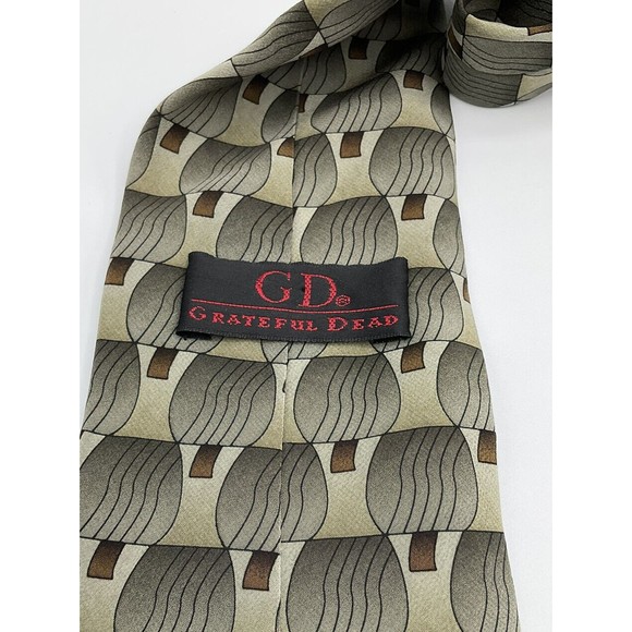 VTG Grateful Dead Go To Heaven Twelfth Set Tie Beige 100% Silk Abstract 1996 - Picture 4 of 6